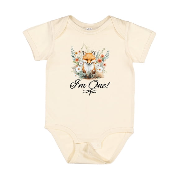 Inktastic Babys First Birthday Woodland Fox 1 Year Old Girls Baby Bodysuit