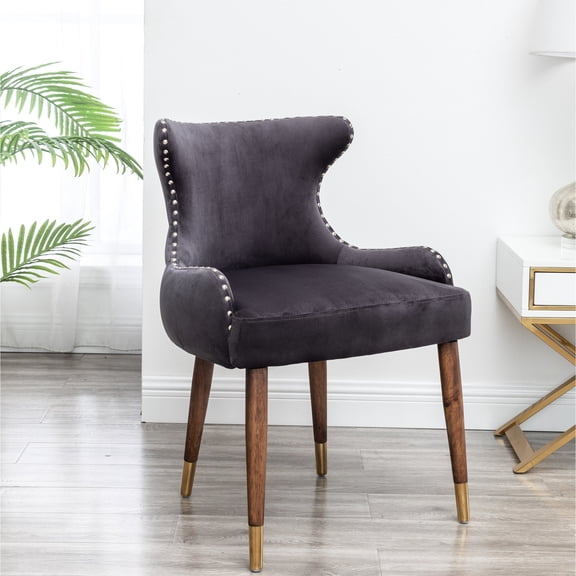 Gold-Tone Ended Legs and Velvet Chair / Add Luxury to Your Space