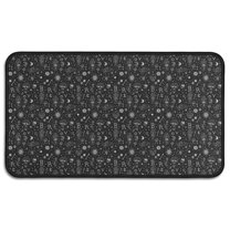Black White Halloween Symbol Pattern Door Rugs,Washable Non Slip Door Mats Indoor,Decorative Door Mats,Entry Mat Indoor for Entrance,Bedroom,Kitchen,Bathroom,30"x17"