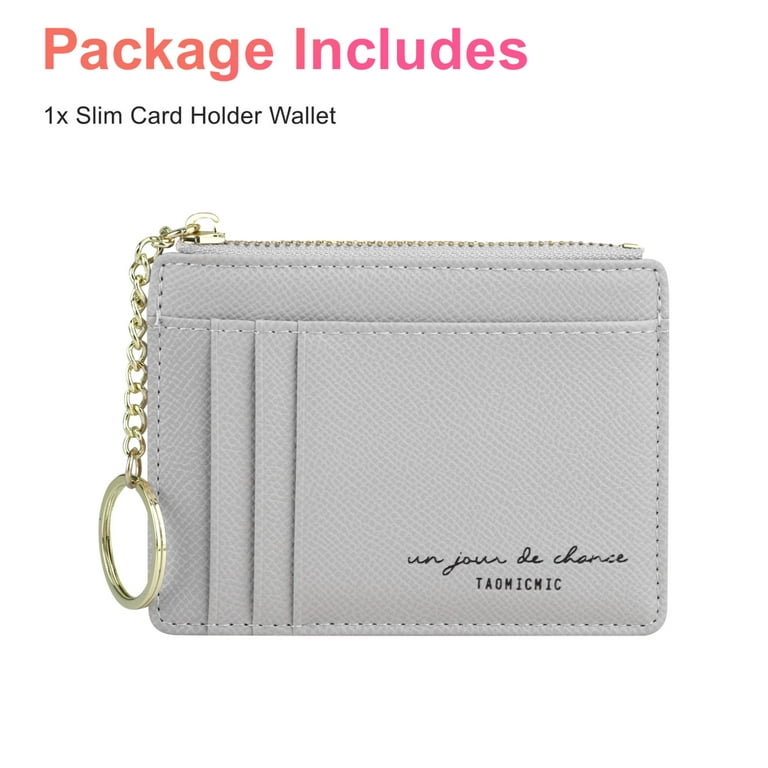 Custom Slim Minimalist Front Pocket Wallet Card Case for Women Credit Card  Holder with Keychain Small Pocket Wallet Key Zipper Coin Purse New Business  Card Holder for Men and Women Keychain Wallet