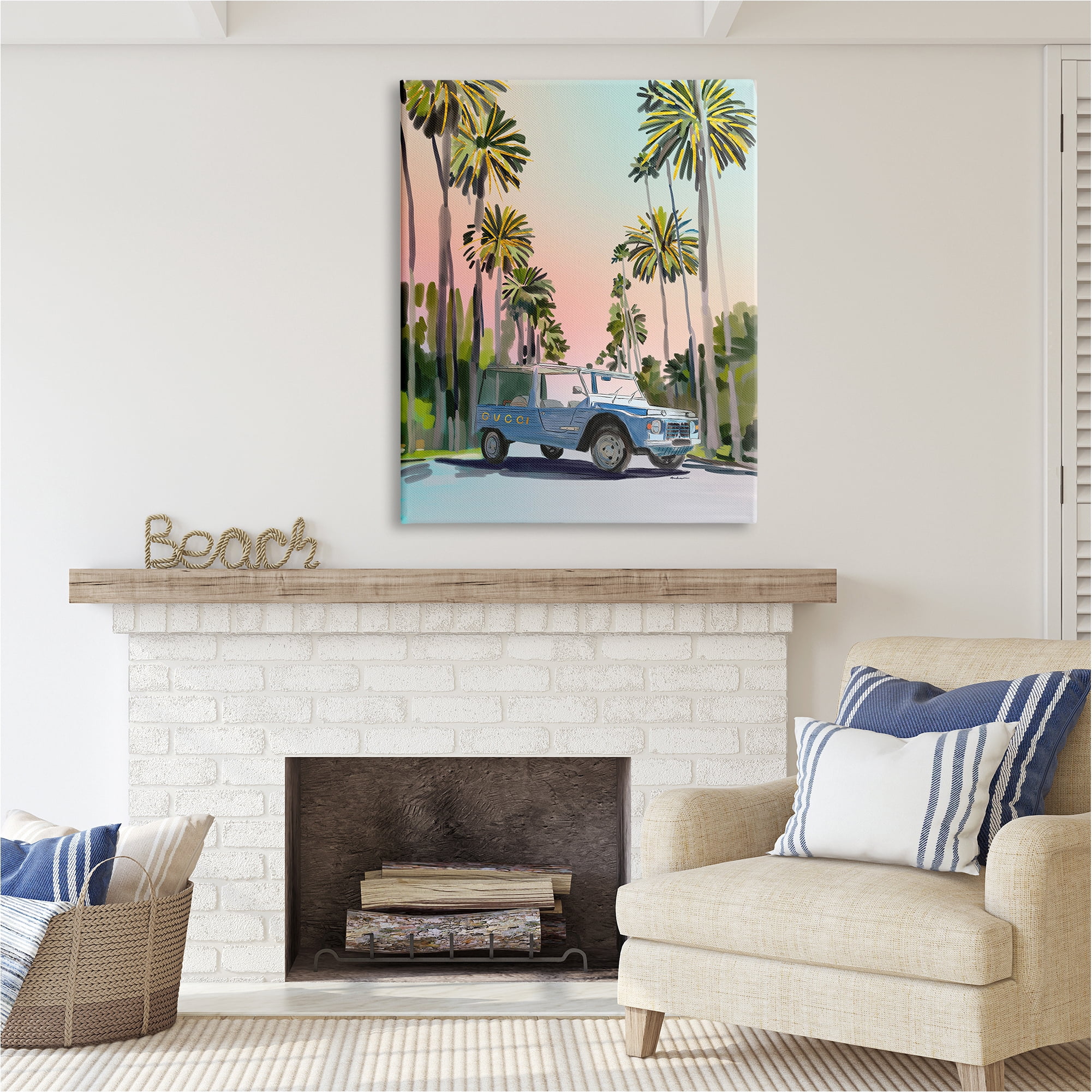 Stupell Industries Glam Brand Tropical Truck Transportation Painting Gallery Wrapped Canvas Art Print Wall Art, 36 x 48
