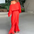 thumbnail image 3 of qolati Plus Size Mother of The Bride Pant Suits 2 Piece Chiffon Sets Ruffle Asymmetric Layers Dressy Wedding Guest Outfit with High Low Hem Red M 6, 3 of 8