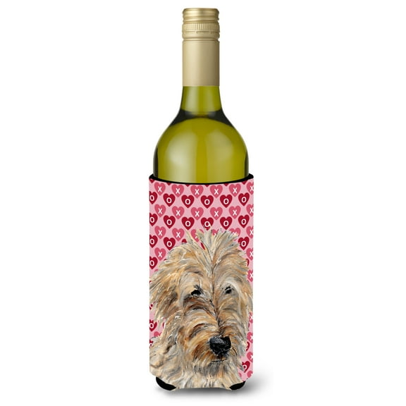 Golden Doodle 2 Hearts and Love Wine Bottle Hugger