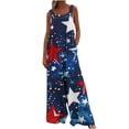 thumbnail image 6 of Wiyuqeen American Flag Overalls for Women Stars Striped Graphic Wide Leg Rompers Sleeveless Bib Linen Jumpers Summer Beach Overalls with Pocket, 6 of 8