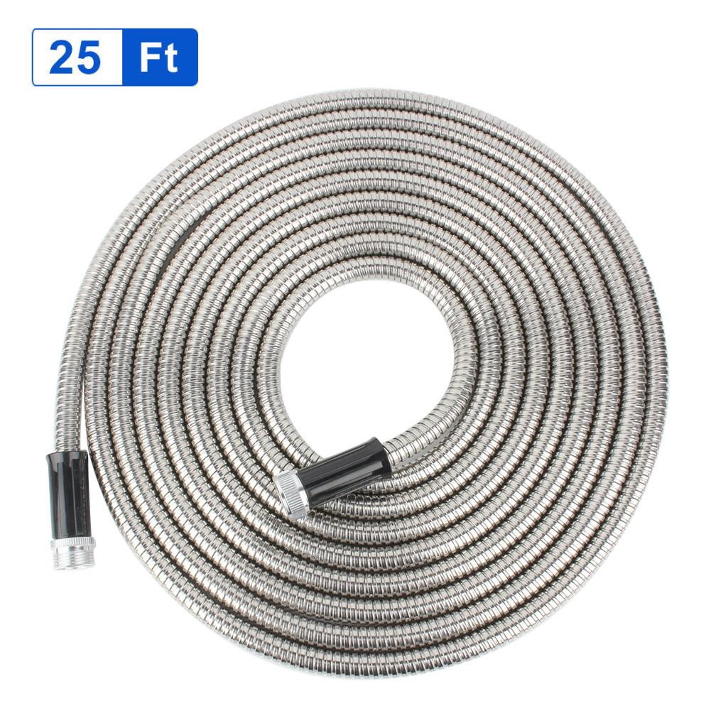 HERCHR Garden Hose, 304 Stainless Steel Garden Water Hose Nonkink Flexible Lightweight Metal