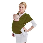 Papiklu Military Green Baby Hands Free carrier wrap, Breathable, Soft, Stretchy Infant Sling, Perfect for Newborn Babies and Children up to 35 lbs, 95% Cotton, 5% Spandex, Military Green