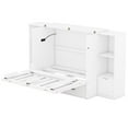 thumbnail image 7 of Queen Size Murphy Bed with Shelves, Drawers and USB Ports, Wood Mobile Cabinet Bed Multi-Function Floor Storage Bed, Space-Saving Folding Murphy Bed for Home Office or Small Room, White, 7 of 7