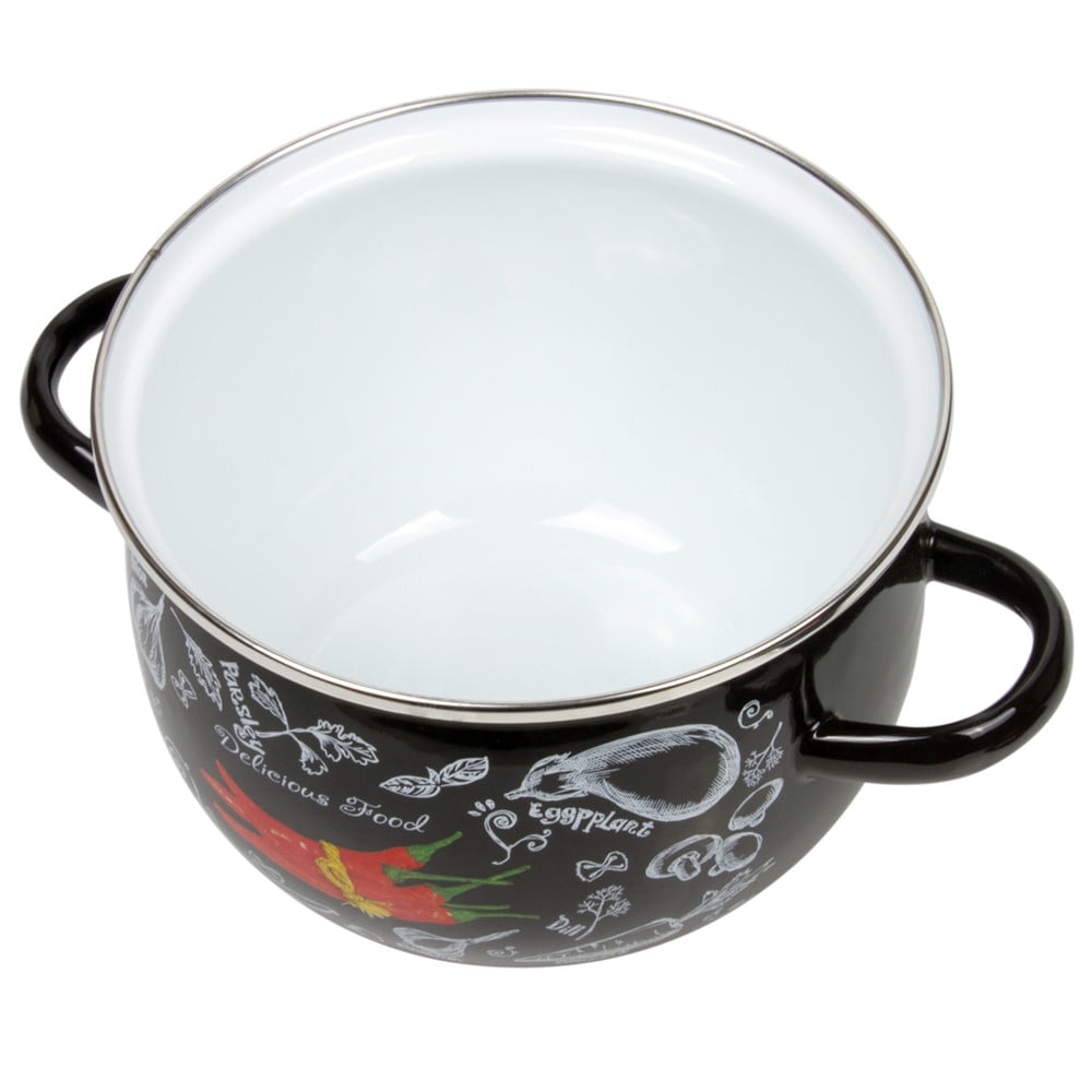 Enamel Stock Pot Spicy Enamelware Pot Enamel Cooking Pot with Lid (2.7