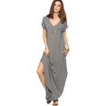 thumbnail image 2 of Women's V Neck Side Pockets Split Hem Beach Long Maxi Dress, 2 of 5