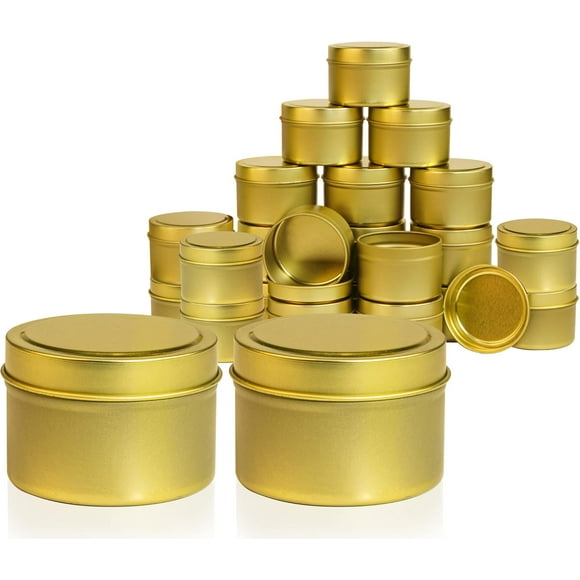 Qucyy Gold Candle Jars 4 oz with Lids, 24 Pieces Wholesale Candle Containers, Bulk Candle Jars for Making Candles - Gold