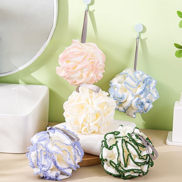Fiudx Bañera con Bordes de Encaje, Diseño de Malla de Doble Capa, Súper Suave y Esponjosa, Abundante Espuma, Se Puede Colgar para Facilitar Su Secado, Múltiples Opciones de Color, Ideal Como Regalo,
