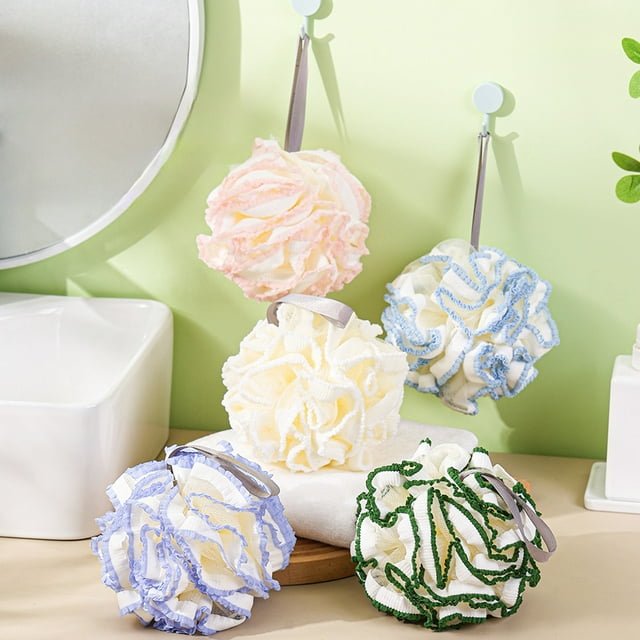 Sentmoon Loofah for Women Bath Sponge Lace Edges Bath Double Layer Bath With Hook Multiple Colors Optional Super Soft-friendly Bath Holiday Gift Body Sponge for Exfoliation