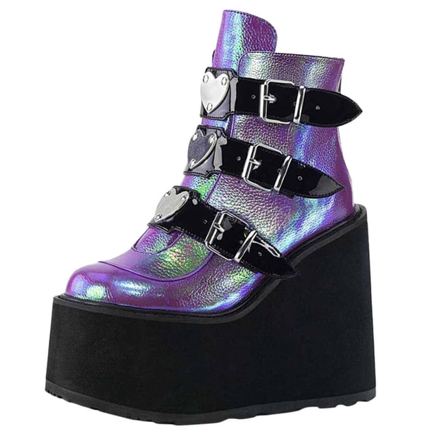 Babysbule Chaussures pour Femmes en Liquidation, Bottes Compensées Multicolores de Mode pour Femmes, Chaussures à Plateforme à Fermeture Éclair pour Dames