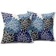 thumbnail image 4 of Navy Blue Black Pillow Covers 16x16 Inch Set of 2 Dahlia Floral Decorative Throw Pillows For Couch Geometry Flowers Modern Pillow Cases Home Decor For Sofa Couch Porch Patio Living Room Outdoor, 4 of 6
