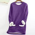 thumbnail image 2 of Aricy fall tops for women Long Sleeve Sweatshirts Pullover Plus Size Blouses Tshirt Plush Thick Warm Casual Winter Sherpa Fleece Lined Pullover Tops Trendy Cozy Loungewear, 2 of 3