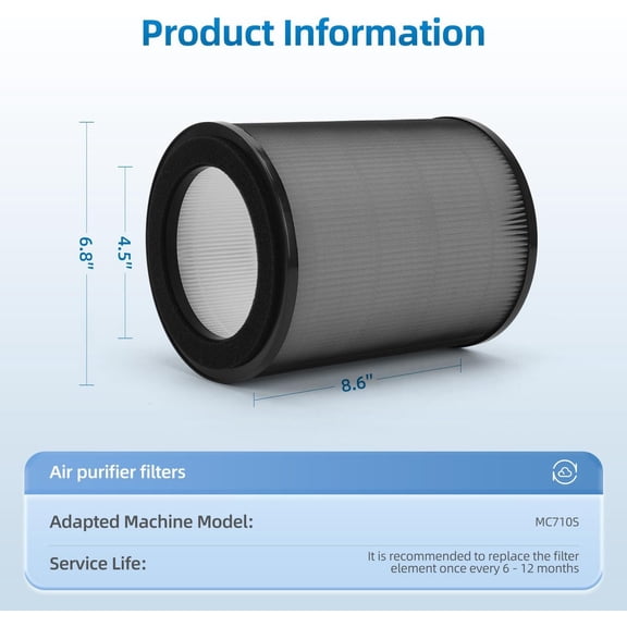DR-HPA019 Replacement Filter Compatible with MC710S Air Purifier Tower Fan, H13 True HEPA,2-Pack