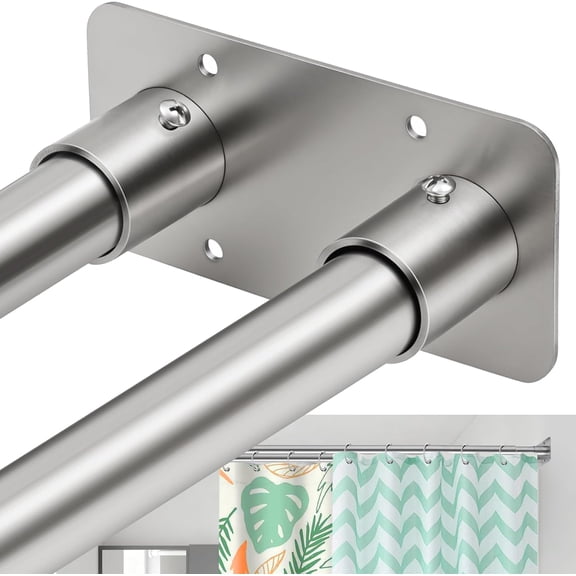 28 to 75 Inches Double Shower Curtain Rod Adjustable Double Shower Curtain Rods for Bathroom (28 to 75'', Silver)