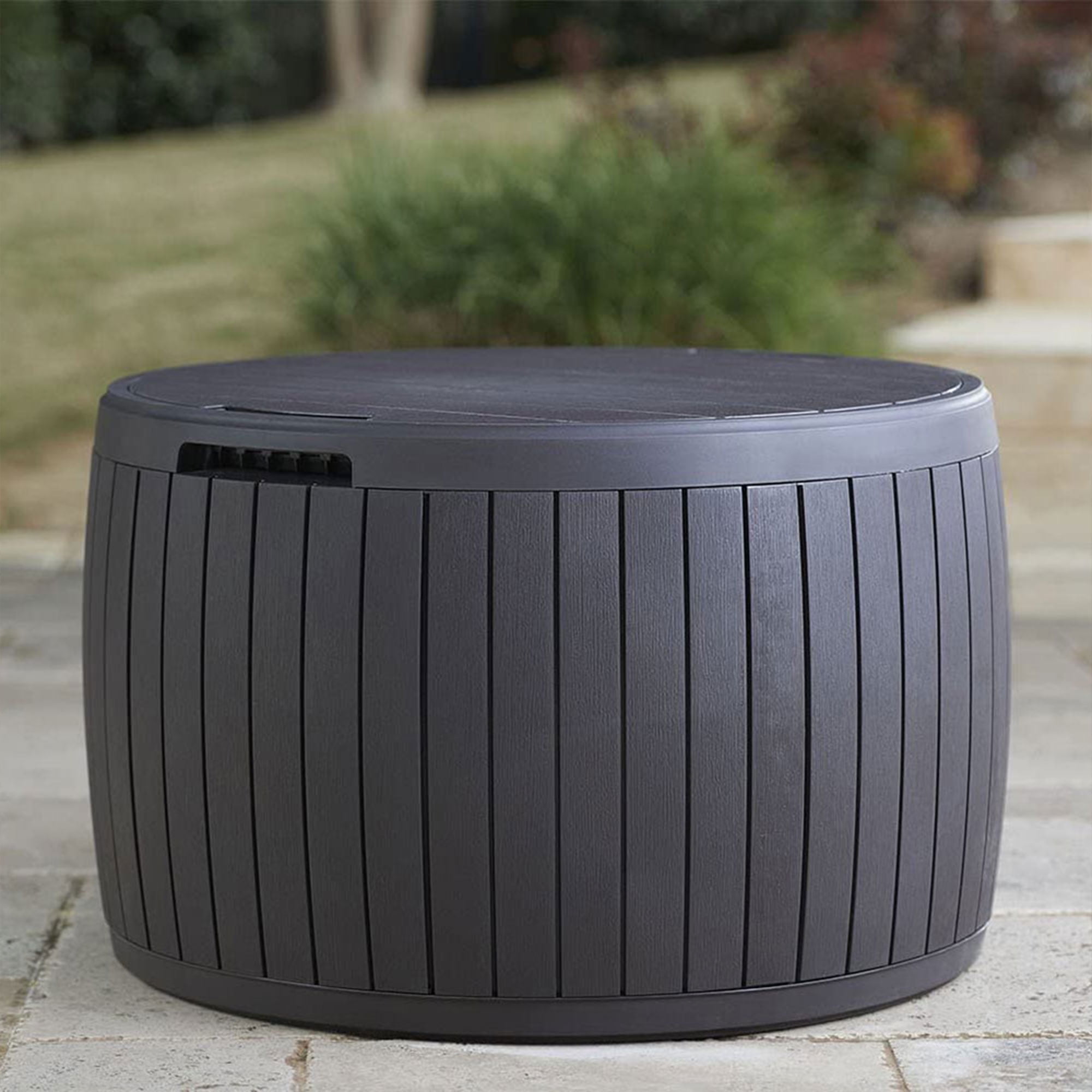 Keter circa 37 gallon round deck box grey discount