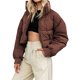 thumbnail image 3 of Txlixc Chaqueta corta y esponjosa para mujeres con cremallera de cuello largo Txlixc moda, 3 of 6