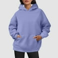 thumbnail image 2 of Fgnfyis Womens Oversized Sweatshirts Pullover Hoodies Short Velvet Long Sleeve with Pockets Winter Purple S, 2 of 5