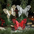 thumbnail image 2 of piezas de adorno navideño de mariposa con purpurina y clip para árbol de Navidad, decoración de corona de bricolaje para regalos de Año Nuevo 2024, Navidad, 2 of 5