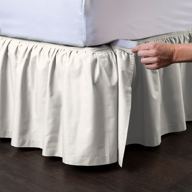 Detachable Bedskirt California King Size Cream 14 Drop Easy On Off Ruffled Bed Skirt Ashton Com Ruffled Bed Skirt Ashton, California King Linen Bed Skirt
