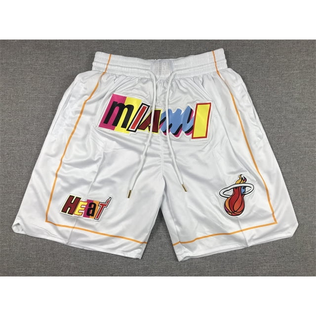 Miami Heat Retro Embroidered Zipper Pocket Shorts Basketball Pants Embroidered Shorts