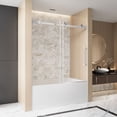 thumbnail image 4 of Frameless Single sliding shower door 56-60 "W x 60" H, 1/4 "(6 mm) Clear Tempered Glass, Explosion Proof Film, Stainless Steel Handle Square Tube Track ,Brushed Nickel, 4 of 5