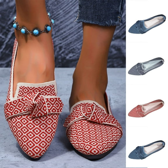 Eltusu Women Flat Shoes, Slip on Pointy Toe Comfort Fashion Work Shoes Red Size 5.5-9.5