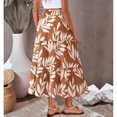 thumbnail image 3 of Women’s High Waist Maxi Skirt with Leaf Print Elastic Waistband Tiered Flowy A Line Long Skirt for Casual Wear Purple 2XL, 3 of 6