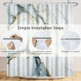 thumbnail image 5 of 72x72 Inches Gray Blue Marble Shower Curtain Watercolor Abstract White Gold Marble Texture Modern Luxury Art Fabric Shower Curtains for Bathroom Decor Polyester with Hooks, 5 of 6