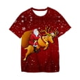 thumbnail image 2 of Niños Feliz Navidad serie Santa Claus camiseta roja dibujos animados bebé niños niñas niños Anime manga corta ropa camisetas, 2 of 4