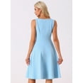 thumbnail image 3 of DARING DIVA Women's Boat Neck High Waisted Sleeveless Work Dresses S Light Blue, 3 of 6