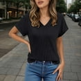 thumbnail image 2 of Womens Tops Trendy Short Sleeve V Neck Perfect Wear Womens Athletic Tops,Black,M, 2 of 5