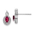 thumbnail image 1 of 925 Sterling Silver Created Ruby Diamond Stud Earrings Ball Button Birthstone July Gemstone Fancy, 1 of 6