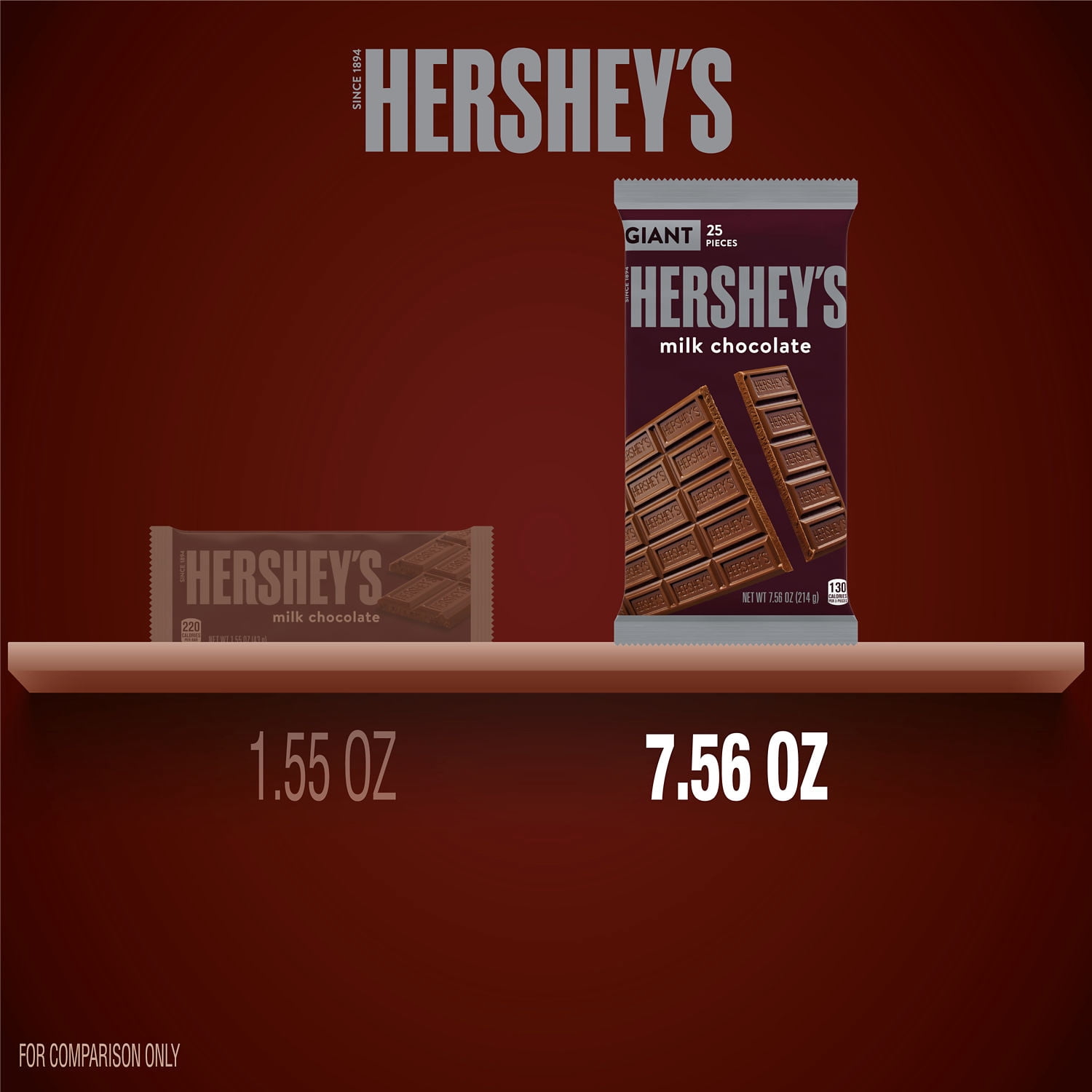 (2 pack) Hershey's Milk Chocolate Giant Candy, Bar 7.56 oz, 25 Pieces