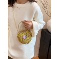 thumbnail image 5 of Women’s Gold Heart Shaped Clutch Purse, Embroidered Sequin Evening Handbag with Chain Strap, 5 of 11