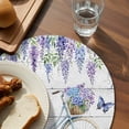 thumbnail image 3 of Purple Flowers Round 13 Inch Placemats Set of 6, Weeping Spring Floral Bicycle Wooden HeatResistant Non Slip Place Mats for Dining Table, Wipeable Braided Kitchen Table Mats for Housewarming, 3 of 9