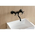 thumbnail image 2 of Kingston Brass KS2110BEX Essex Double-Handle 2-Hole Wall Mount Bathroom Faucet in Matte Black, 2 of 8