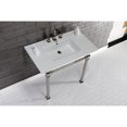 thumbnail image 3 of Kingston Brass KVPB37228Q6 Monarch 37" Ceramic Console Sink with Stainless Steel Legs (8-Inch, 3-Hole), White/Polished Nickel, 3 of 8