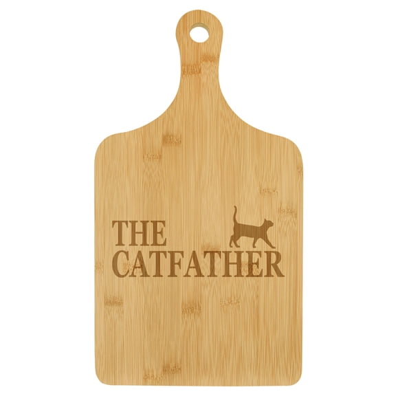 Charcuterie Board With Handle Cheese Board Bamboo Cutting Board Gift The Cat Father Funny For Cat Dad (Standard 15.5” x 9”)