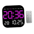 thumbnail image 2 of Reloj despertador digital con calendario y ajuste de brillo de 10 niveles. Configuración de alarma. Rosa, 2 of 9
