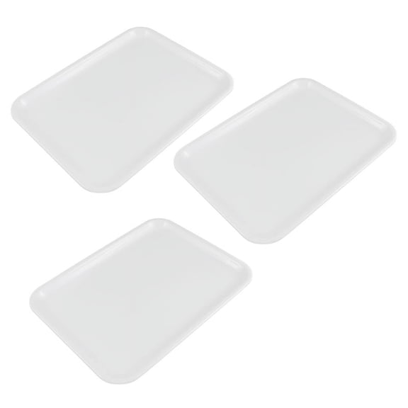 3pcs 10 Inch Long Shape Serving Tray Made of Plastic White