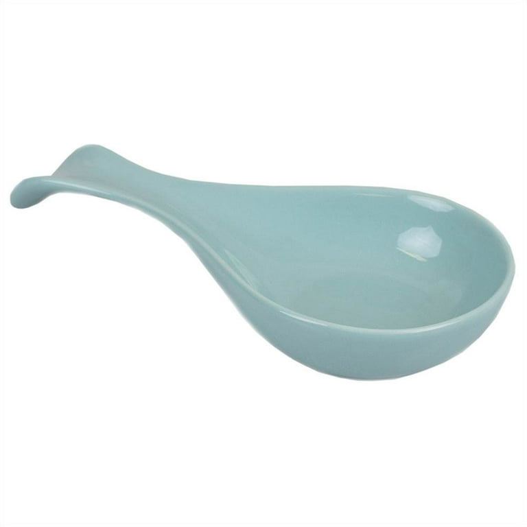MyGift Decorative Kitchen Stove & Counter Top Turquoise Ceramic Spoon Rest / Cooking Utensil Holder with Handle
