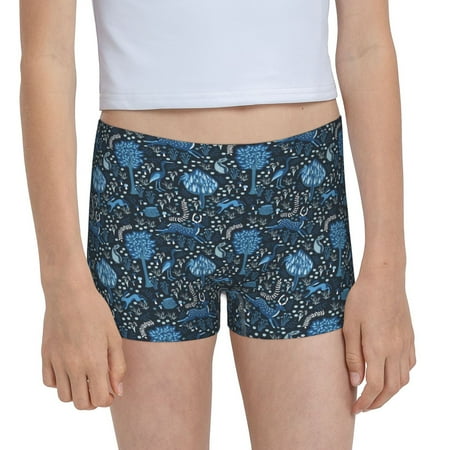 Pofeuu Winter Blue Forest Deer Print Soft Cotton Girls Boyshort panties Toddler Underwear-X-Large