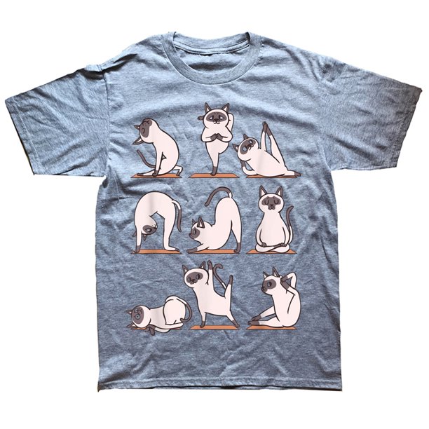 Camisetas divertidas de yoga con diseño de gato, ropa urbana de algodón con gráficos, camisetas de manga corta, regalos de cumpleaños, estilo veraniego, ropa para hombre