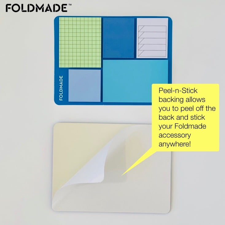 Foldmade Flag Tab Note Pad Set - Neon Blue, 620 Count, Peel-N-Stick Holder