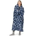 thumbnail image 2 of PAVILIA Blanket Hoodie for Women Blue, Sherpa Wearable Blanket Men, Cozy Oversized Sweatshirt Blanket, Warm Fleece Hooded Blanket Sweater with Sleeves and Two Big Pocket, Adult Long, Blue Snowflake, 2 of 9