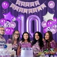 thumbnail image 4 of Purple 10th Birthday Decorations for Girls, Double Digits Birthday Supplies - Happy Birthday Banner Number 10 Foil Balloons Cake Topper Hanging Swirls for 10th Birthday Party, 4 of 6