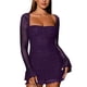 thumbnail image 1 of Vestido sexy transparente con cuello cuadrado y lentejuelas en forma de anillo para mujer - Minivestido de encaje con espalda abierta, perfecto para fiestas y salidas nocturnas, 1 of 8